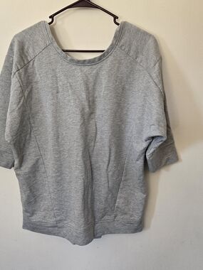 silence + noise Light Gray Cotton And Metallic Zipper Back Shirt Sz M